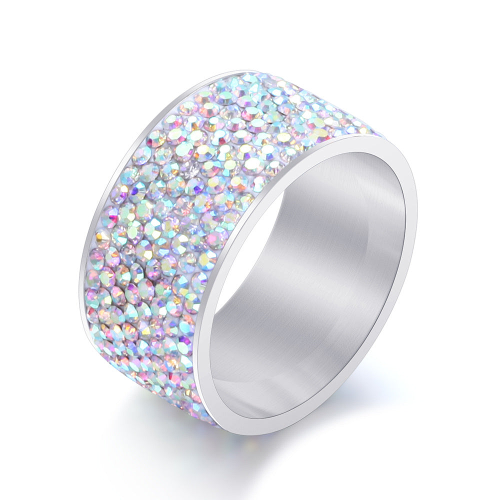 Simple Titanium Steel Diamond Ring