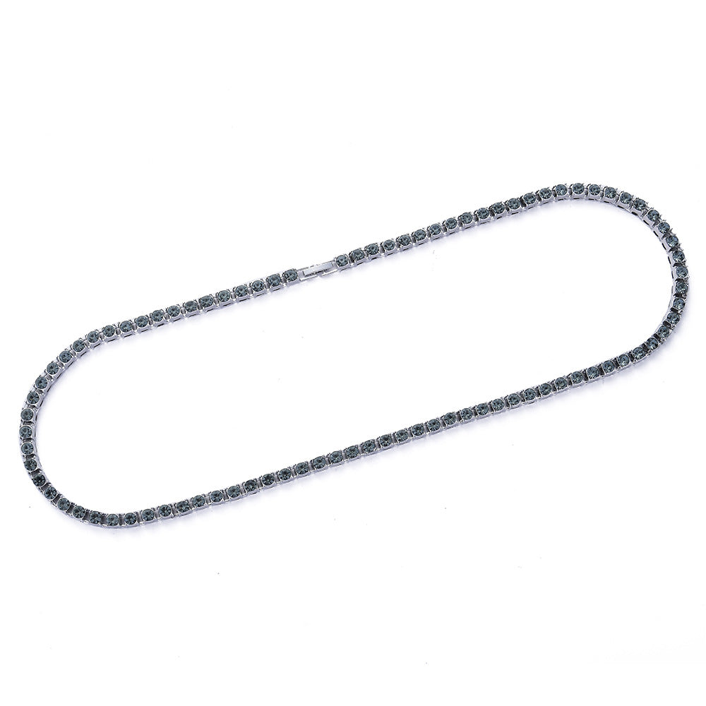 Hip -hop 5mm Transparent Gray Drill Black Tennis Chain