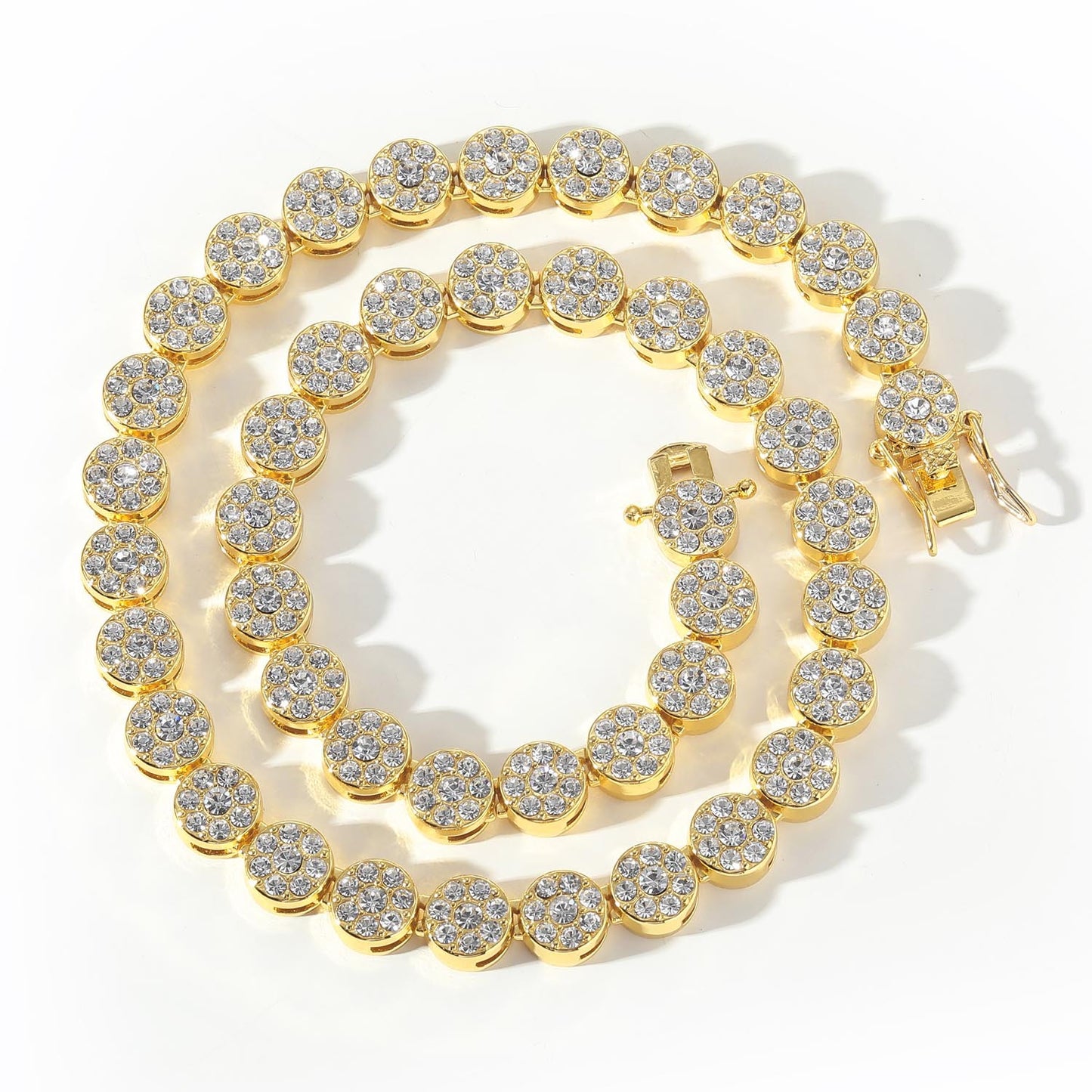 20in Silver flower Petals Round Diamond Chain