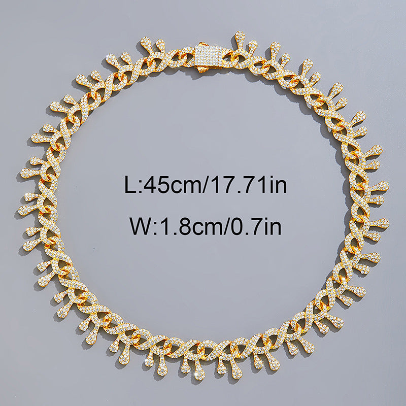 Rhinestone Water Drop Thorns Chain Necklace