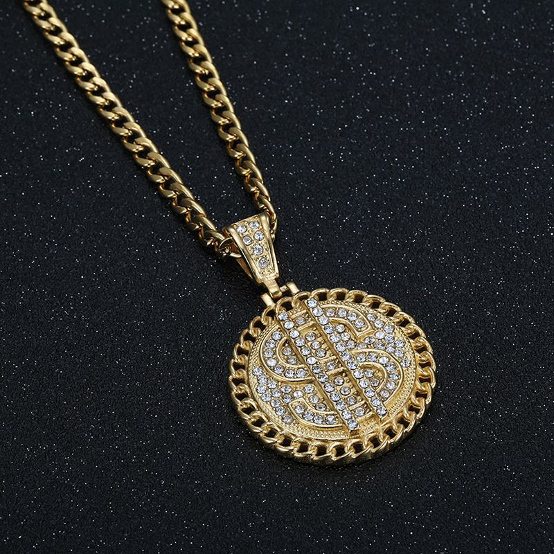 Dollar Symbol Rhinestone Pendant Necklace