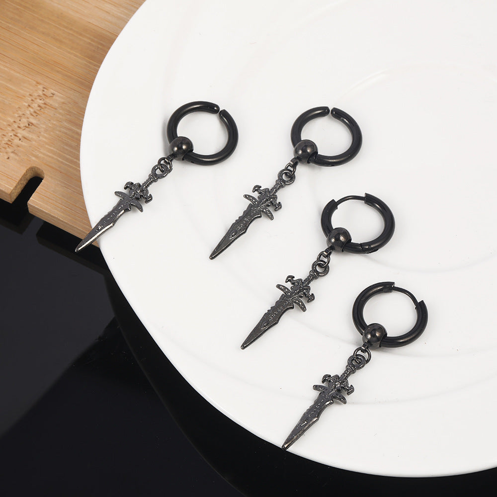 Retro Punk Hanging Sword Drop Earrings
