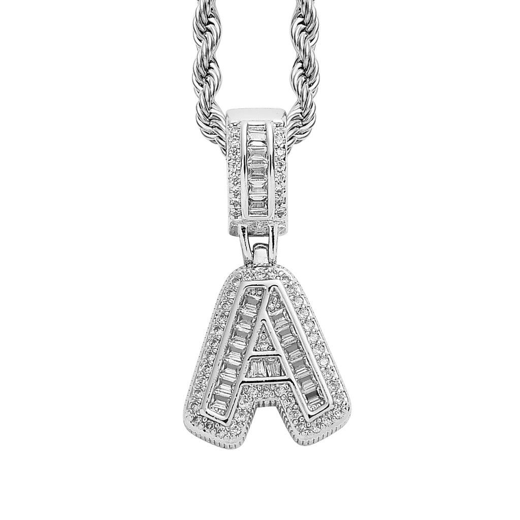 Square Alphabet Single Letter Pendant Necklace