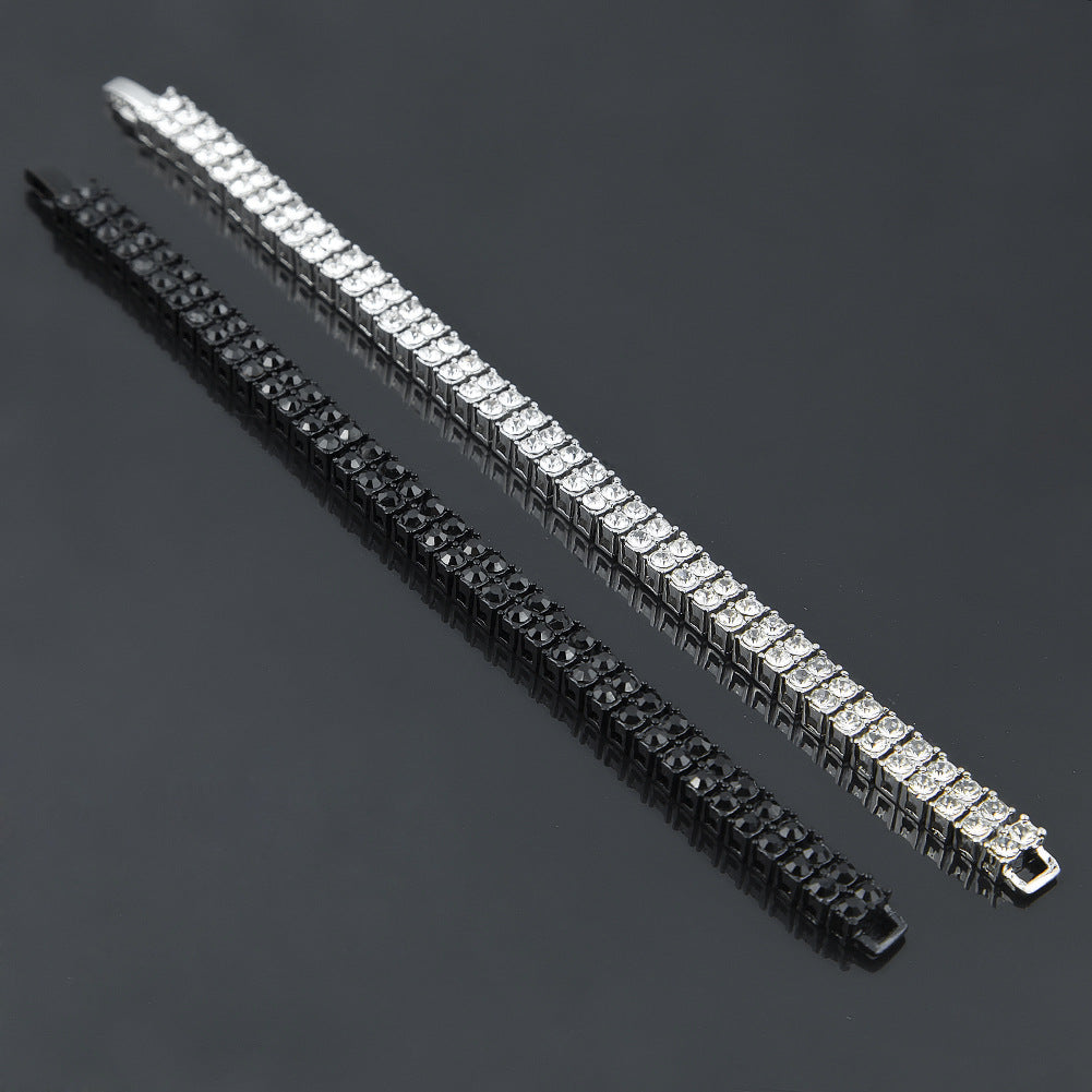 Silver Alloy 2 Rows of Drilling Tennis Bracelet