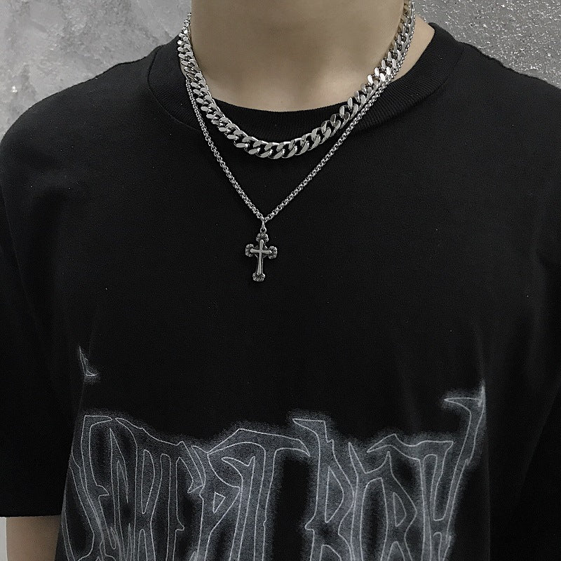 Double Layer Cross Cuban Chain