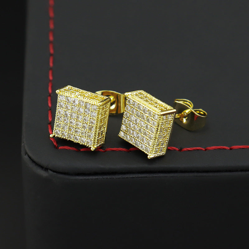 Copper Inlaid Square Stud Earrings