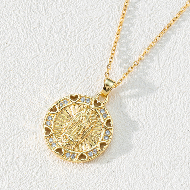 Virgin Mary Hollowed-out Pendant Necklace