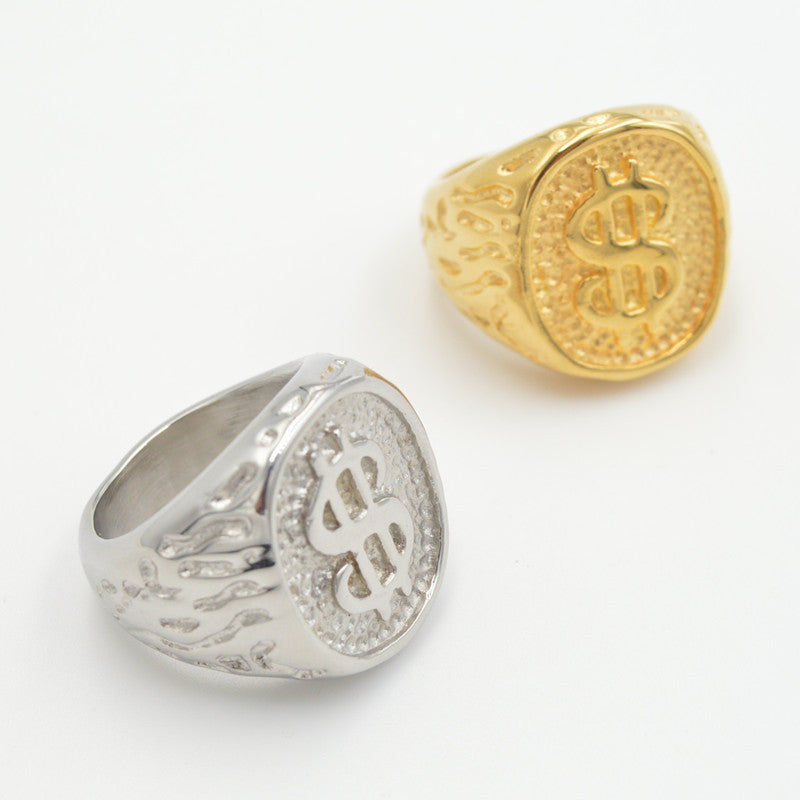 Dollar Symbol Round Designed Ring