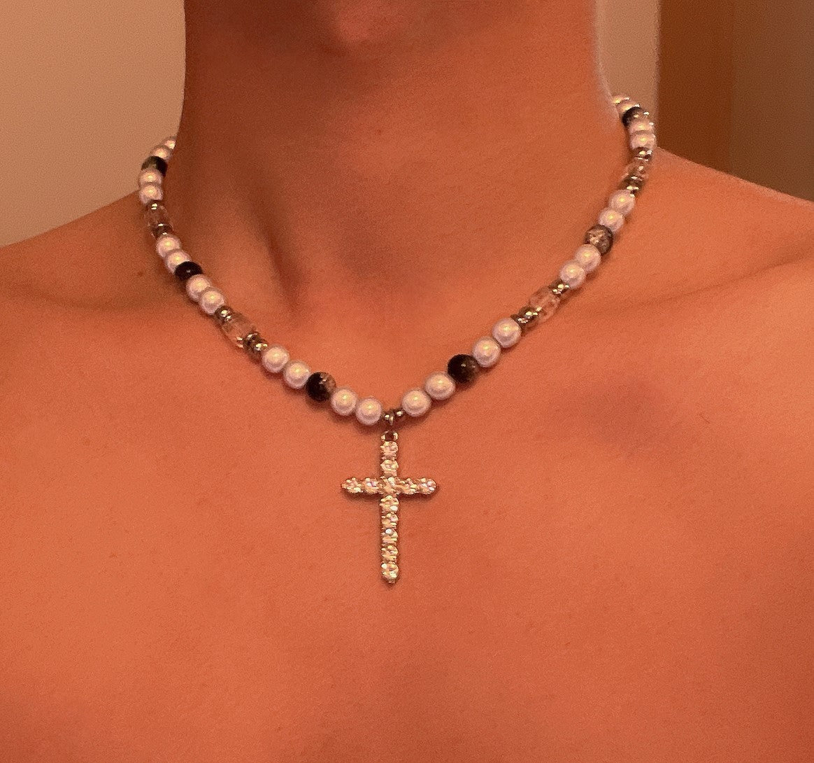 Reflective Pearl Chains Splicing Cross