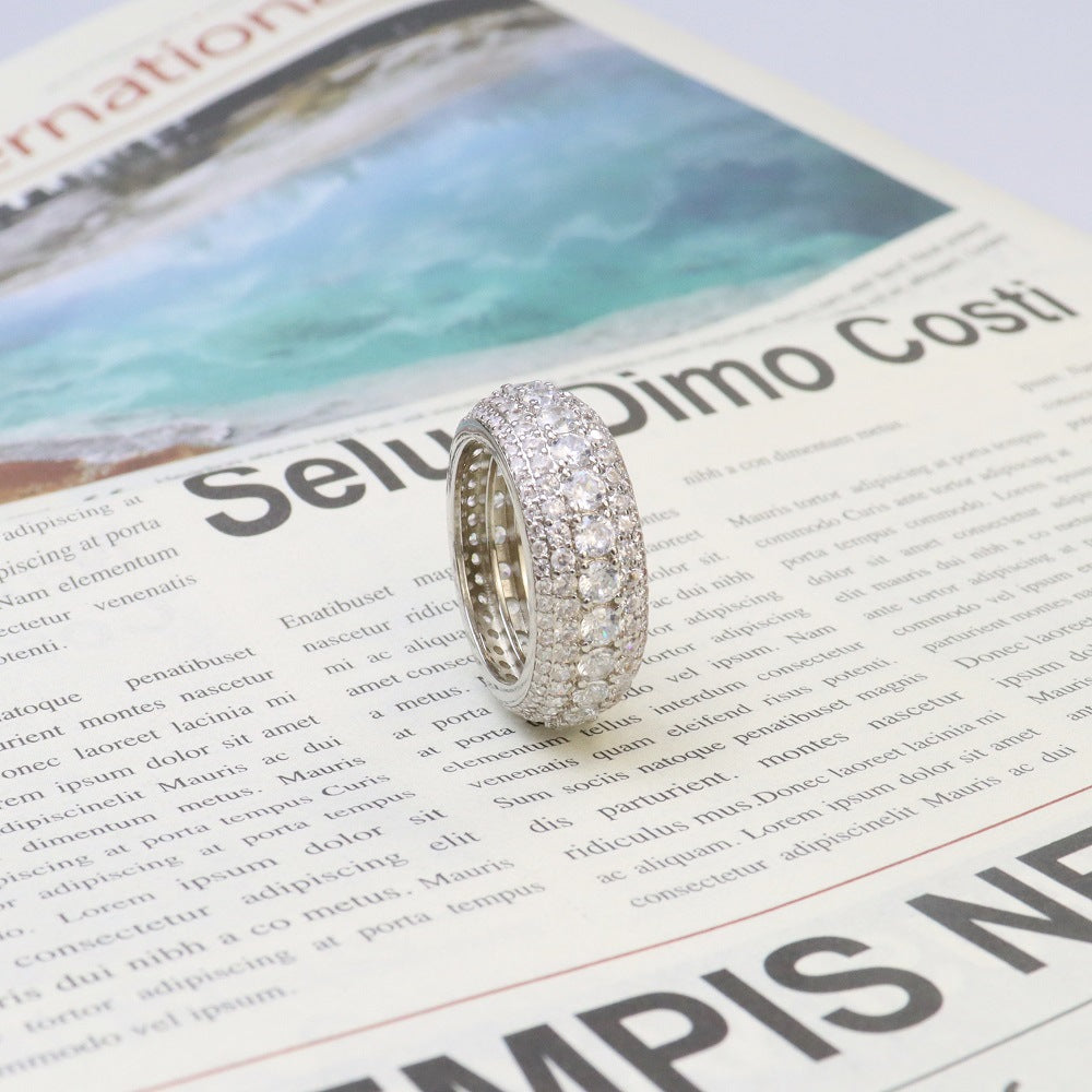 Super Flash Zircon Five-row Designed Ring