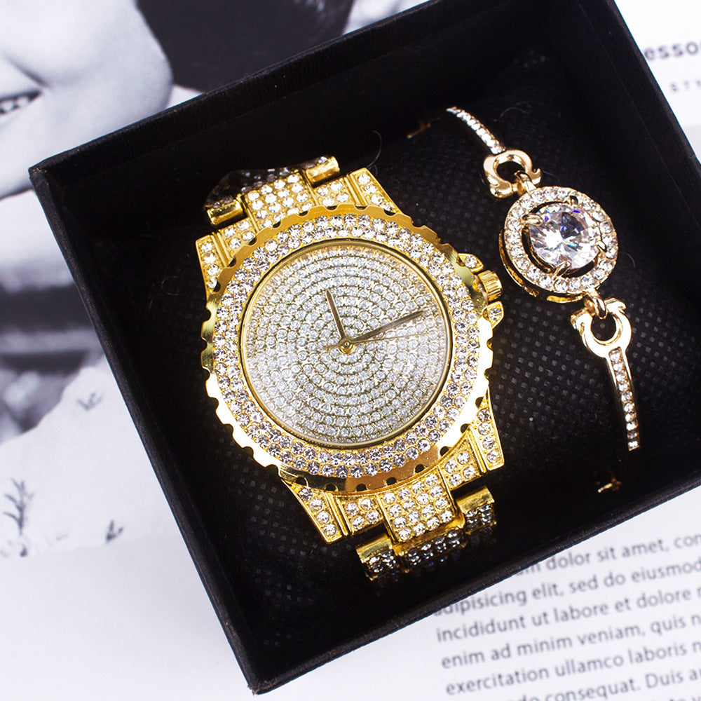 Super Flash Wrist Full Diamond Watches Set