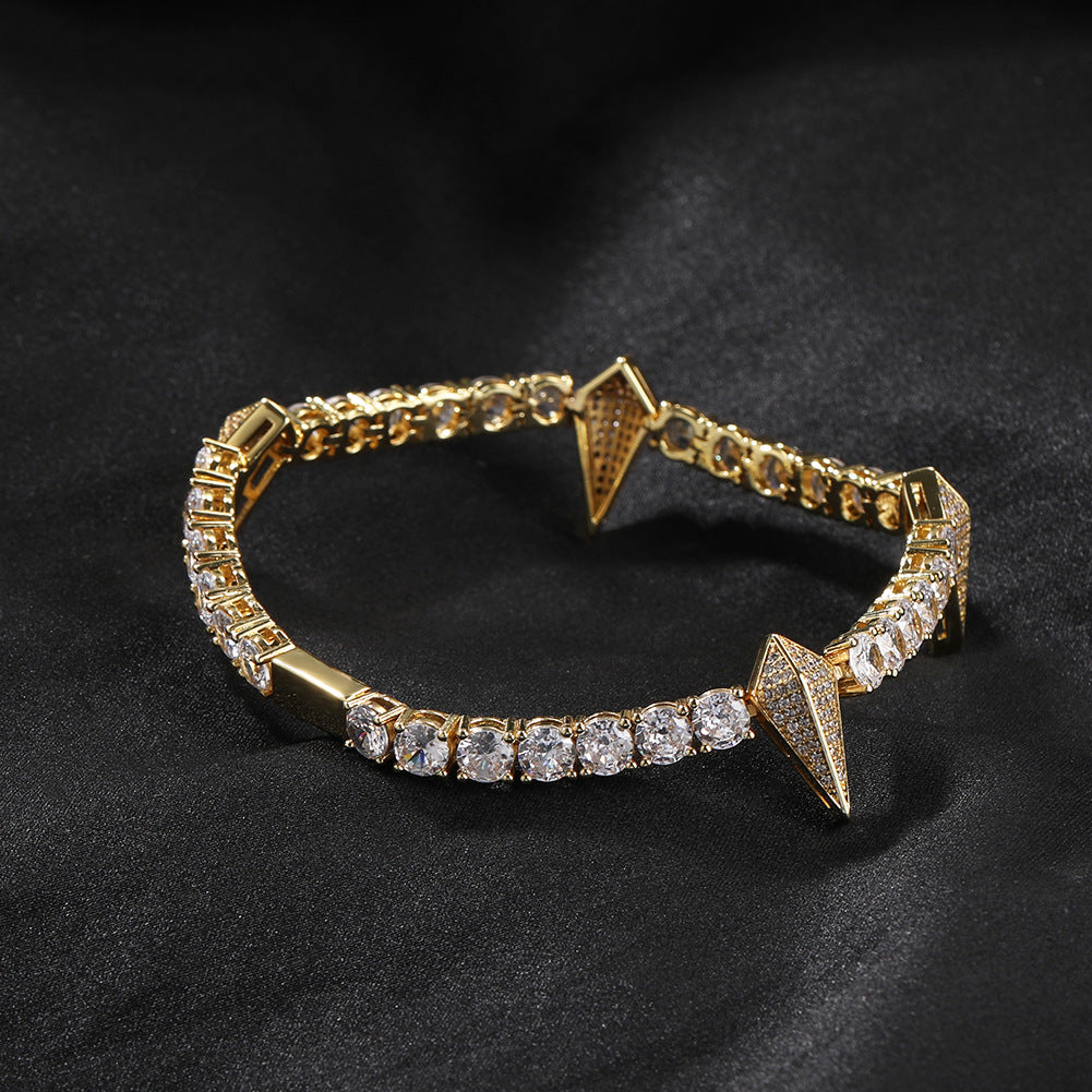 7in Black -purple Diamond Inlaid Black Leopard Tennis Bracelet