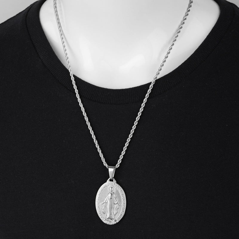 Maria Oval Disc Pendant Necklace
