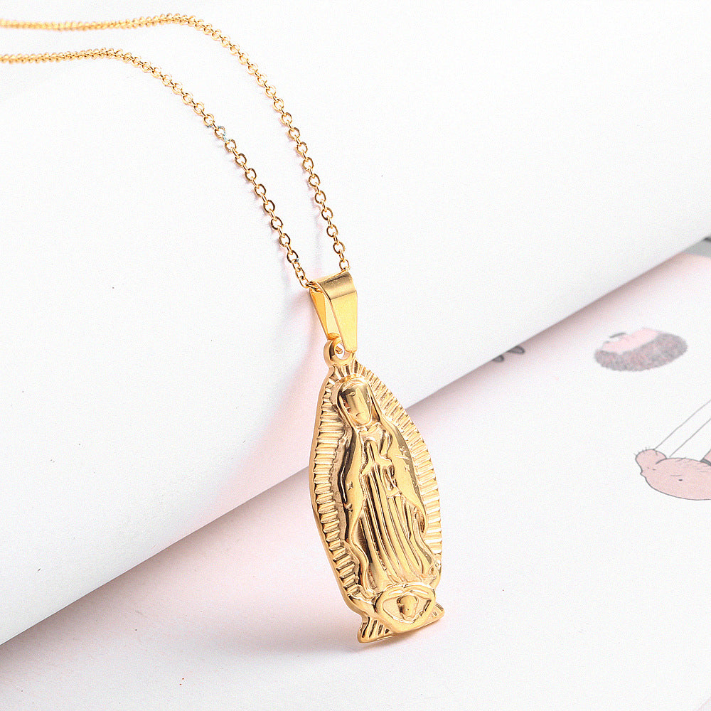 Virgin Maria Oval Portrait Necklace