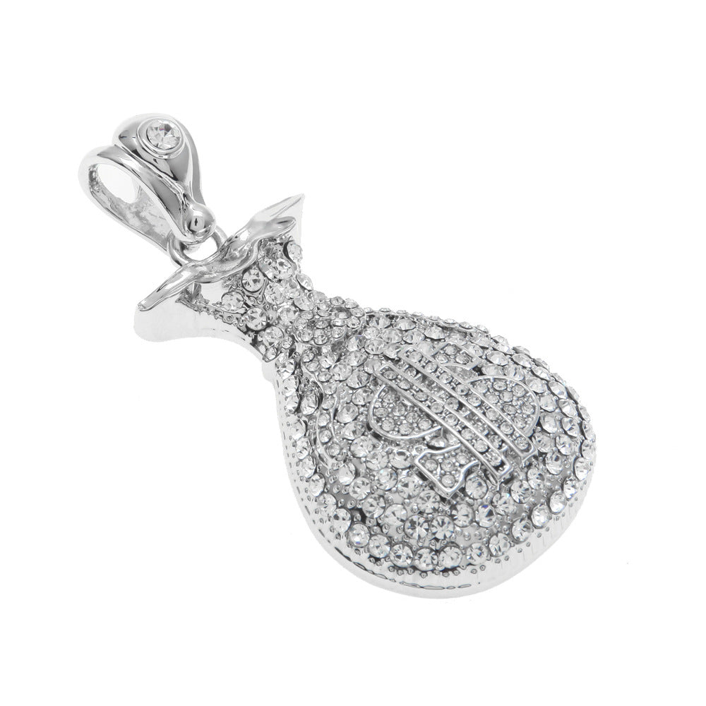 Full Drill Money Bag Dollar Pendant Necklace