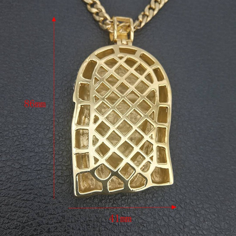 Gold Plated Diamond Lord Jesus Pendant Necklace