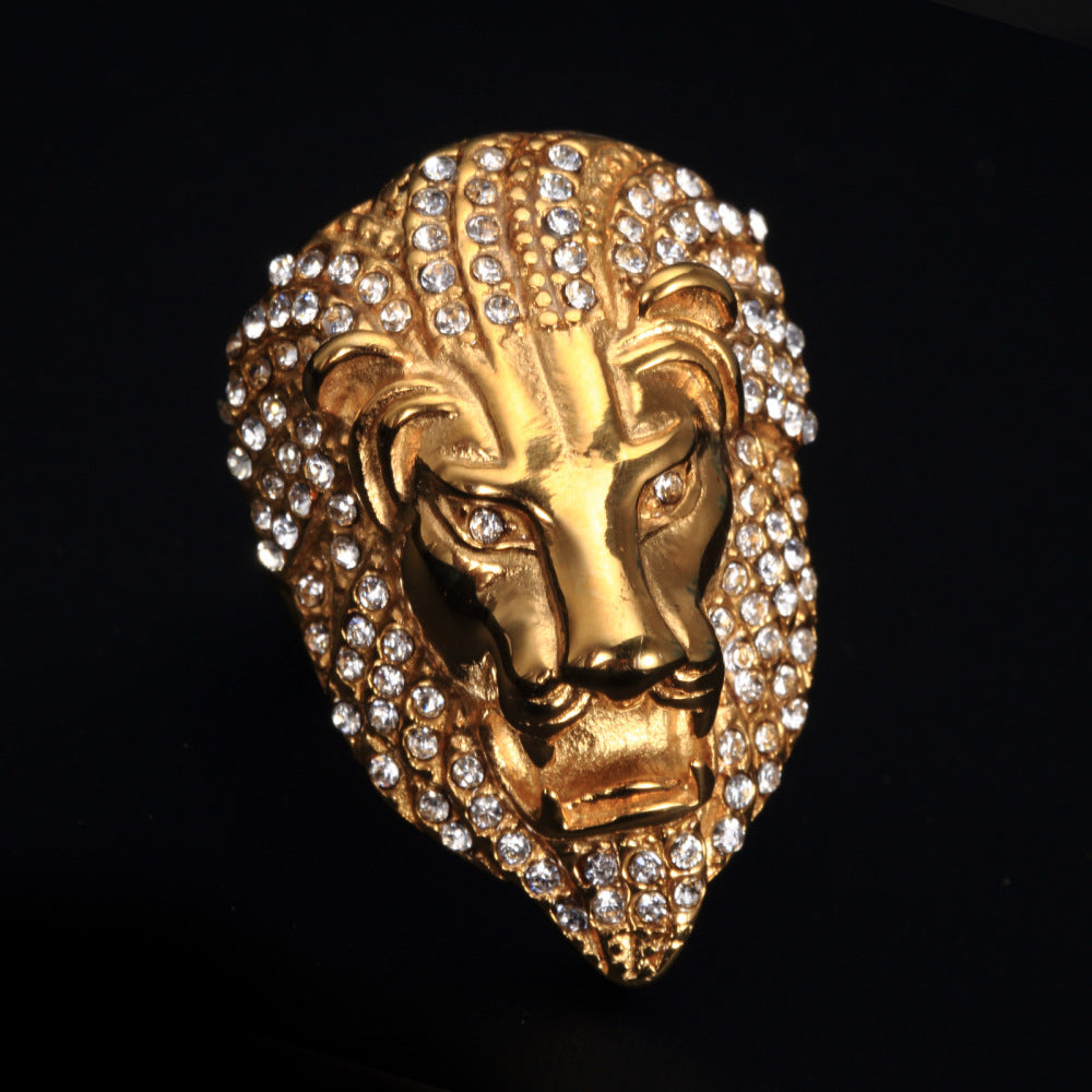 Diamond Lion Head Hip Hop Ring