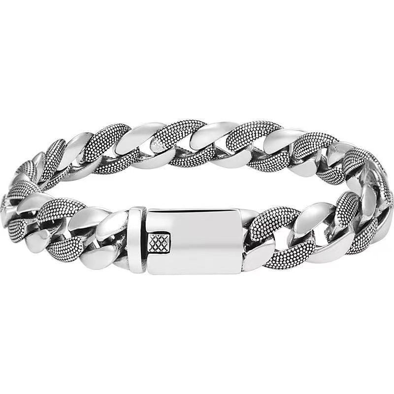 Silver Bracelet Rough Personality Cuban Bracelet