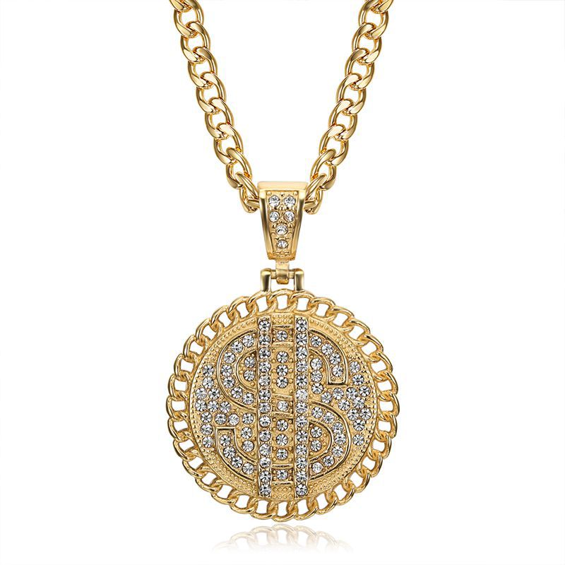 Dollar Symbol Rhinestone Pendant Necklace