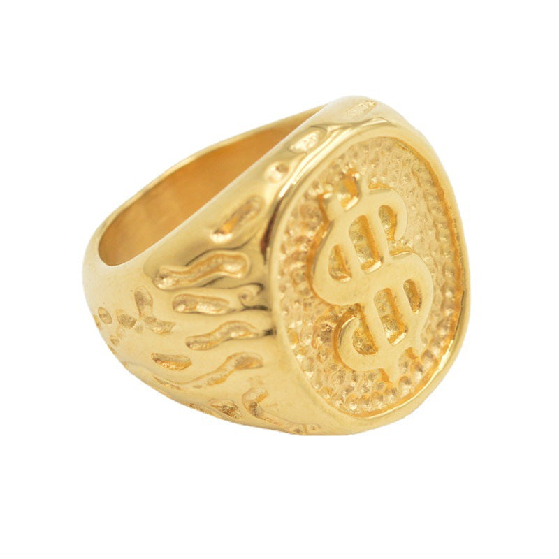 Dollar Symbol Round Designed Ring