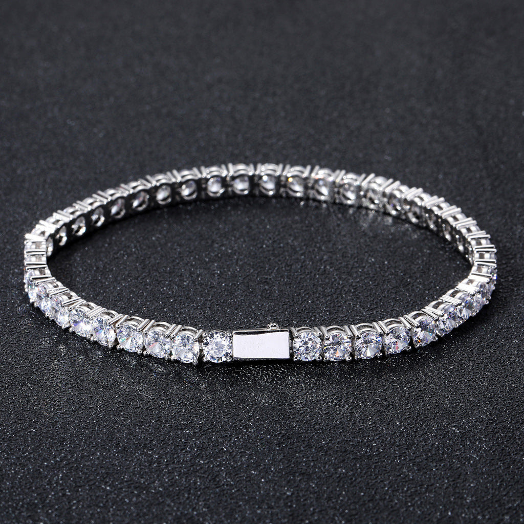 Golden 4mm Spring Buckle Tennis Bracelet
