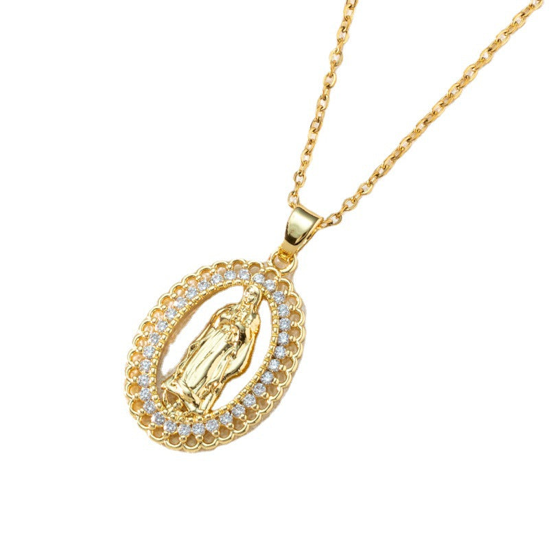 Virgin Mary Hollowed-out Pendant Necklace