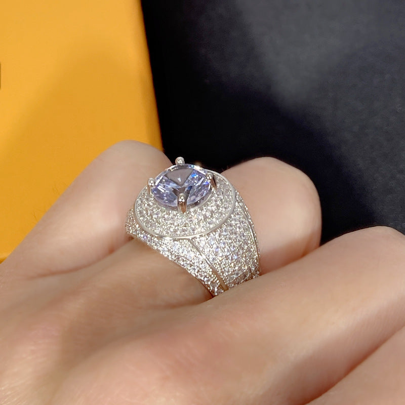 Diamond Domineering Ring with 18K Platinum Plated