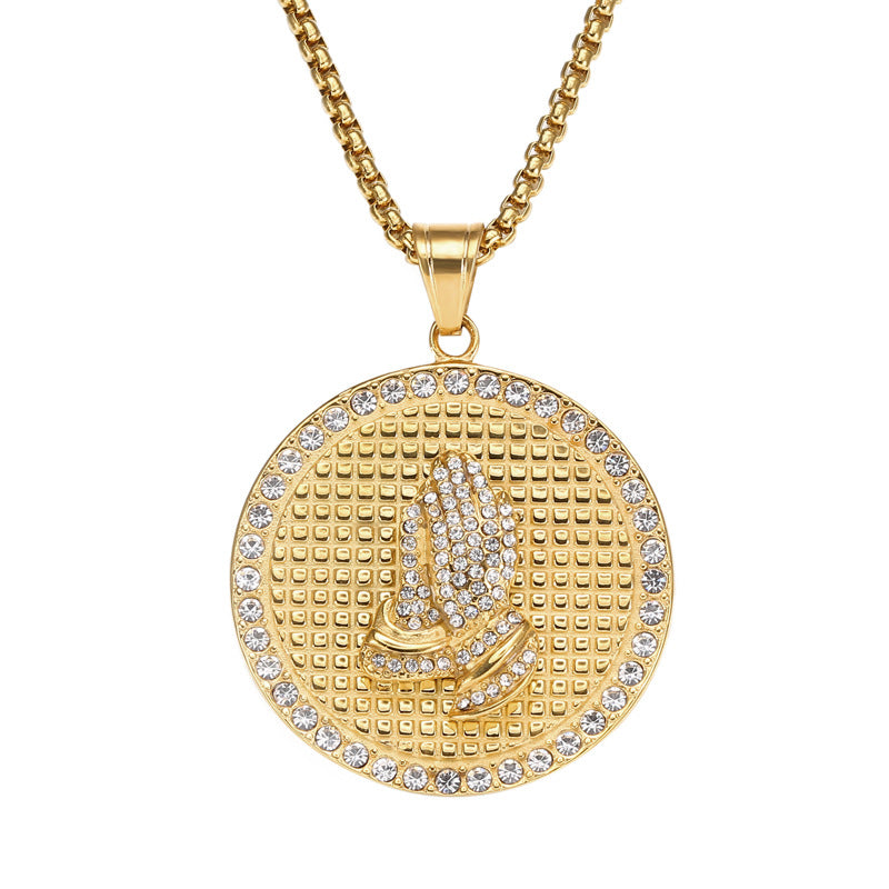 Prayer Round Disc Pendant Necklace