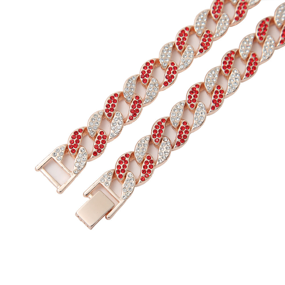Silver Red Diamond Cuban Chain