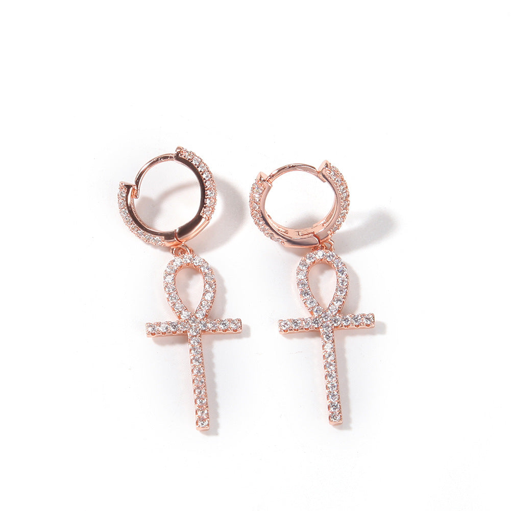 Ankh Diamond Drop Earrings