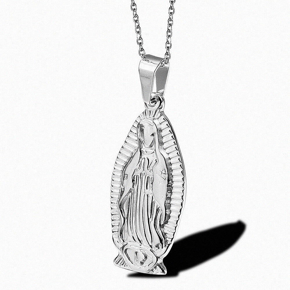Virgin Maria Oval Portrait Necklace
