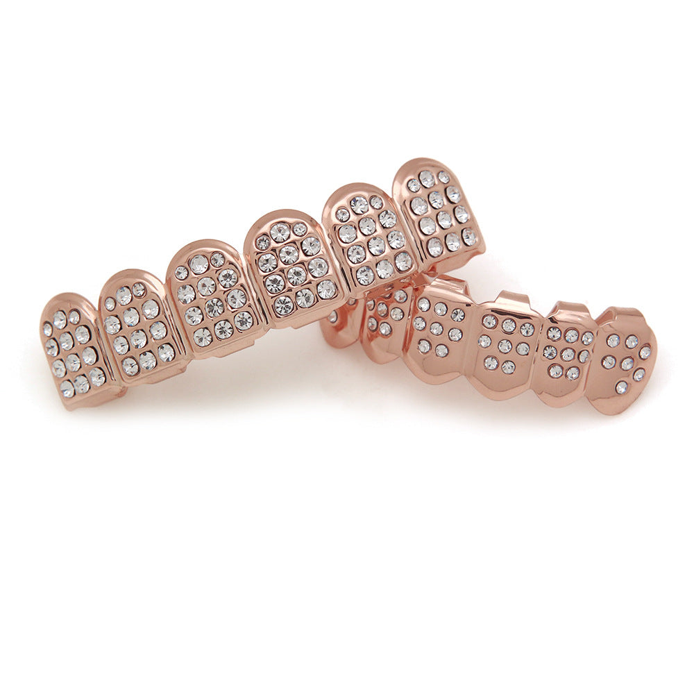 18K Gold Teeth- Plated Color Diamond Braces