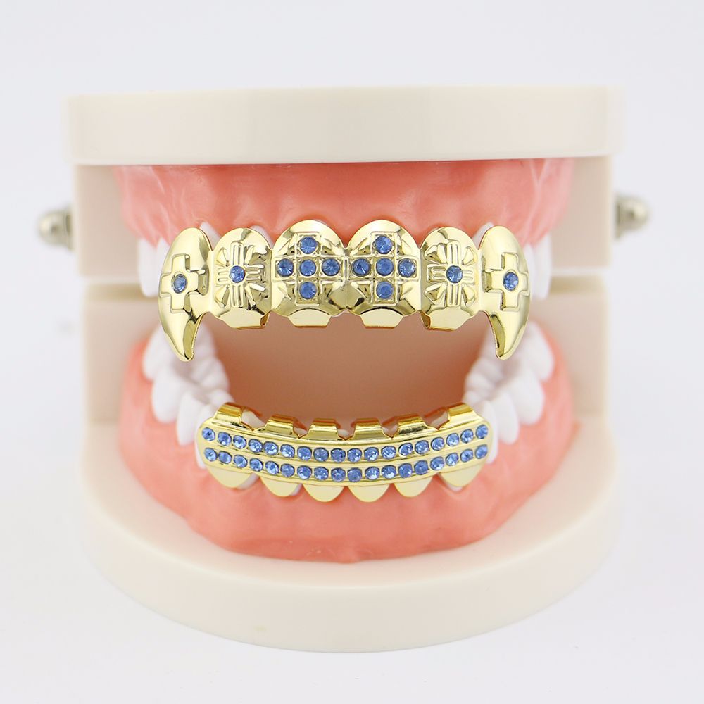 18K Gold Teeth -Plated Red Drilling Vampire Braces