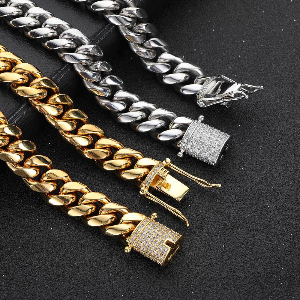 10mm Double Sided Diamond Buckle Cuban Chain