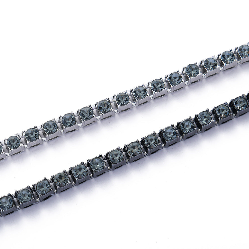 Hip -hop 5mm Transparent Gray Drill Black Tennis Chain