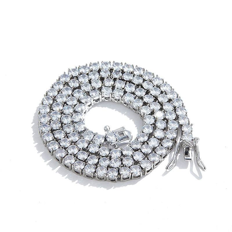 Silver A Row of Necklace 4mm Tennis Chain