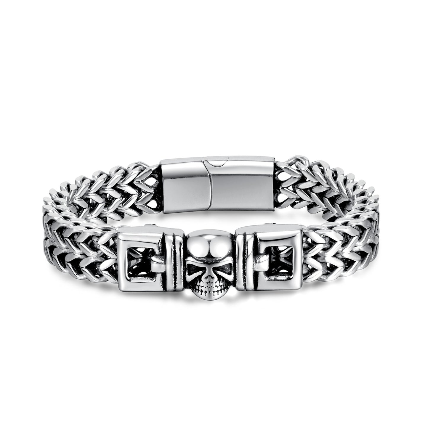 Retro Skull in Prison Cuban Bracelet