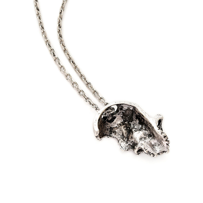 Half-Faced Skull Pendant Dark Gothic Necklace