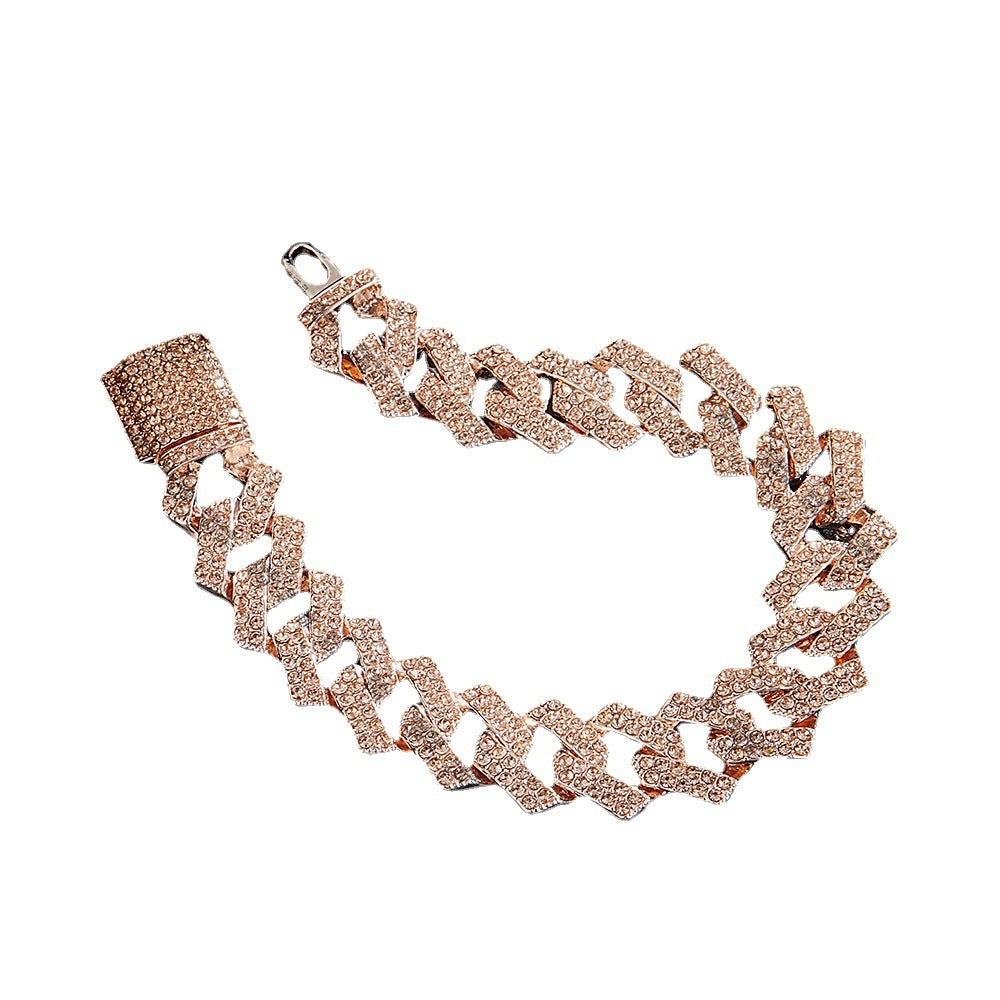 15mm Diamond Champagne Cuban Bracelet 7in