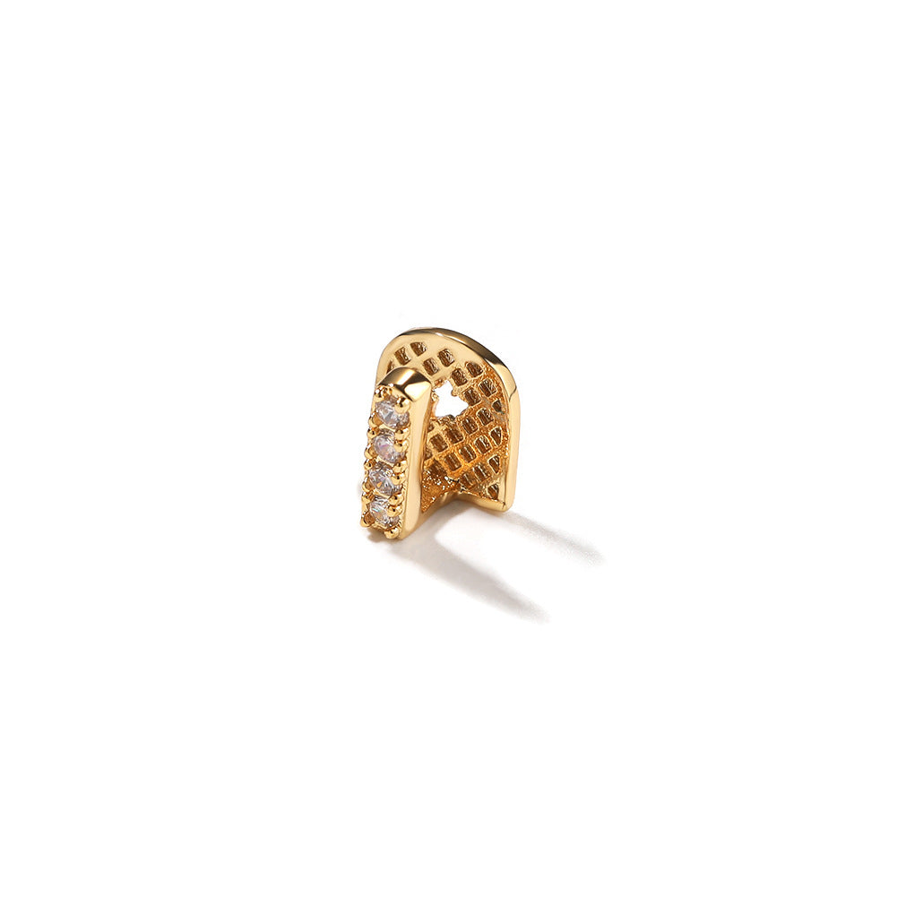 Single Hip-Hop Gold Brace Inlaid Diamond