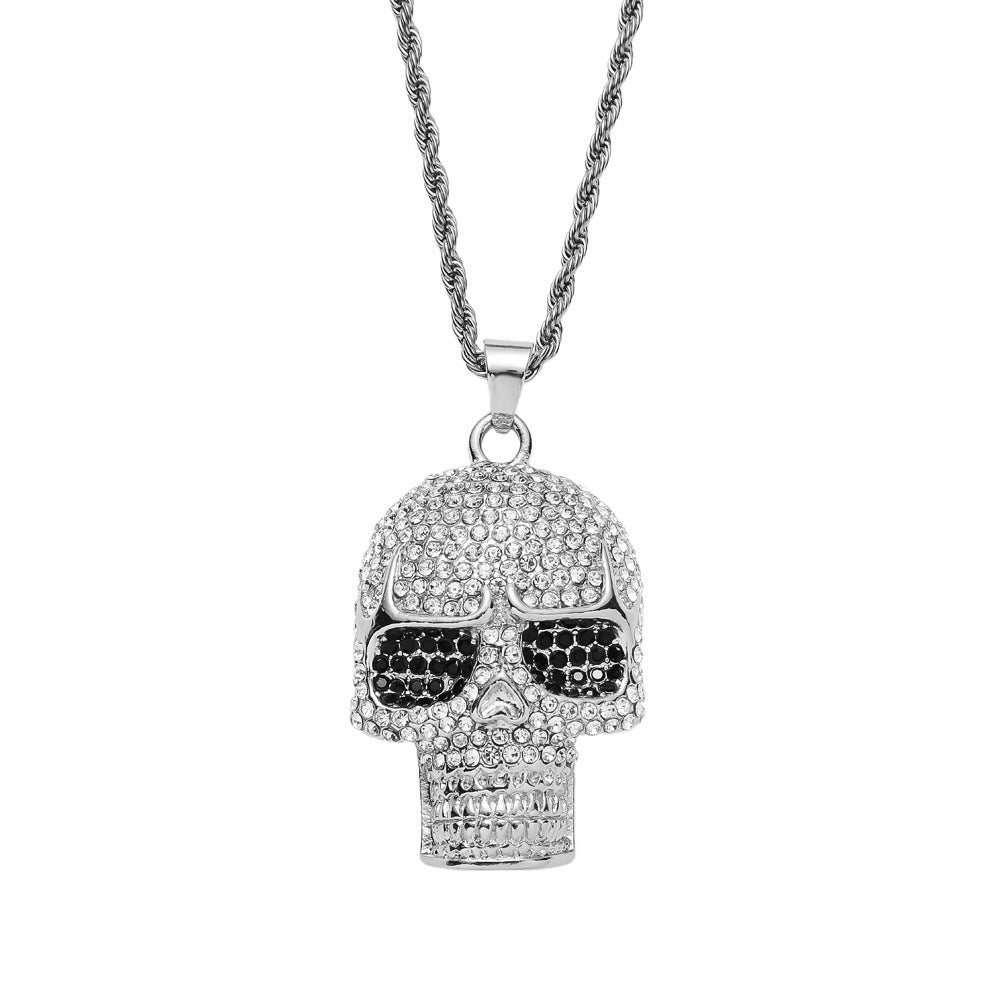 Rhinestone Skull Pendant Necklace