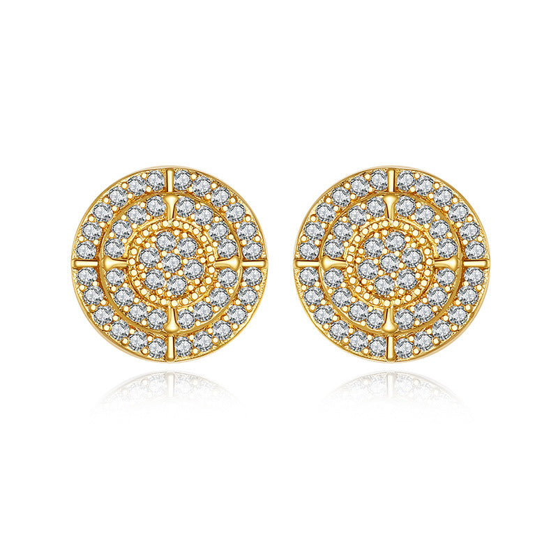 Hip Hop Copper Inlaid Vermiculite Stud Earrings for Men