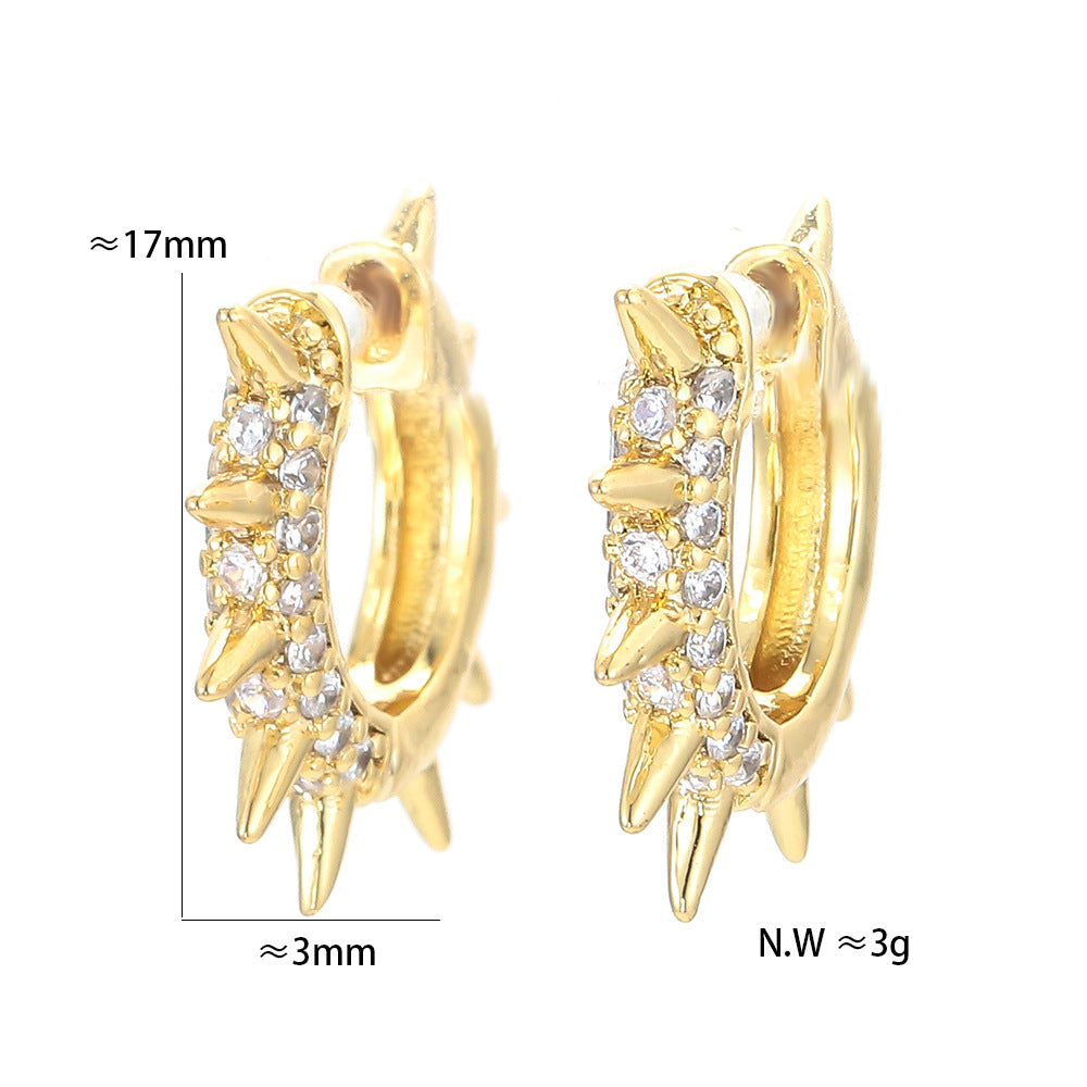 Thorn Micro-Inlaid Vermiculite Hip Hop Stud Earrings