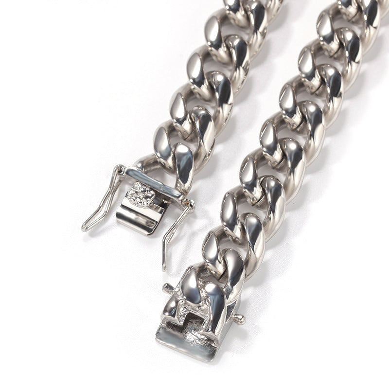 8mm Silver Stainless Steel Round Cuban Bracelet