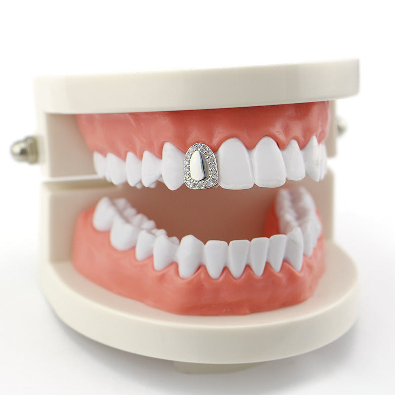 Hip-Hop Super Flah Diamond Hollowed-up Single Gold Tooth