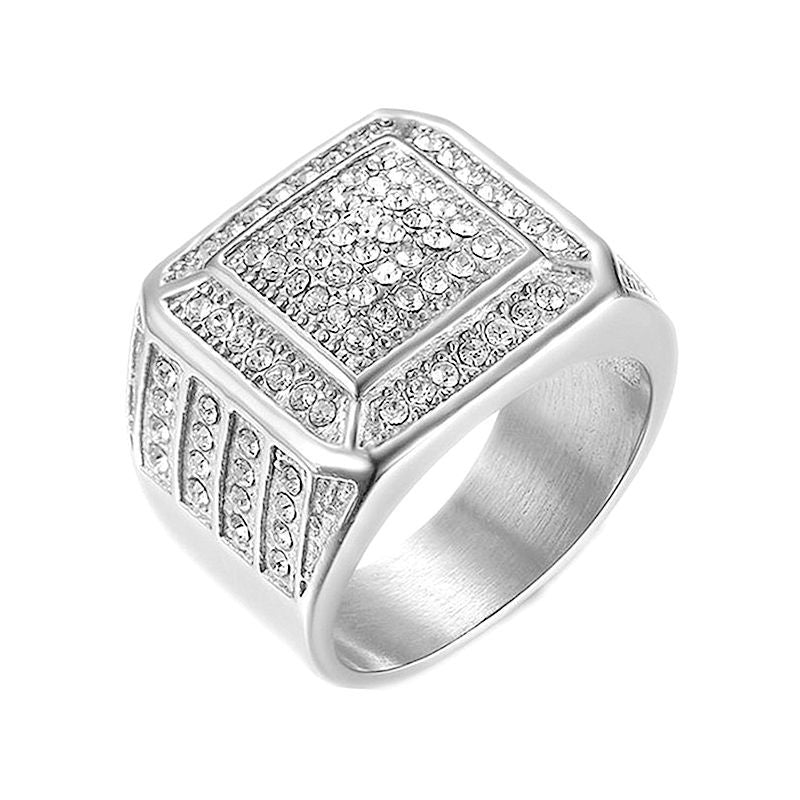 Diamond Iced Out Squre Ring