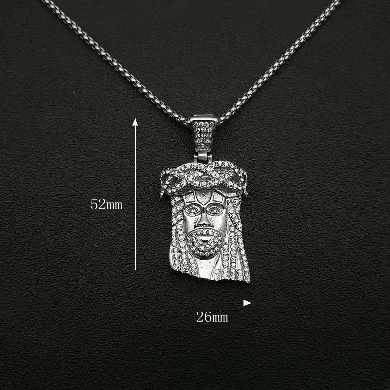 Gold Plated Diamond Lord Jesus Pendant Necklace