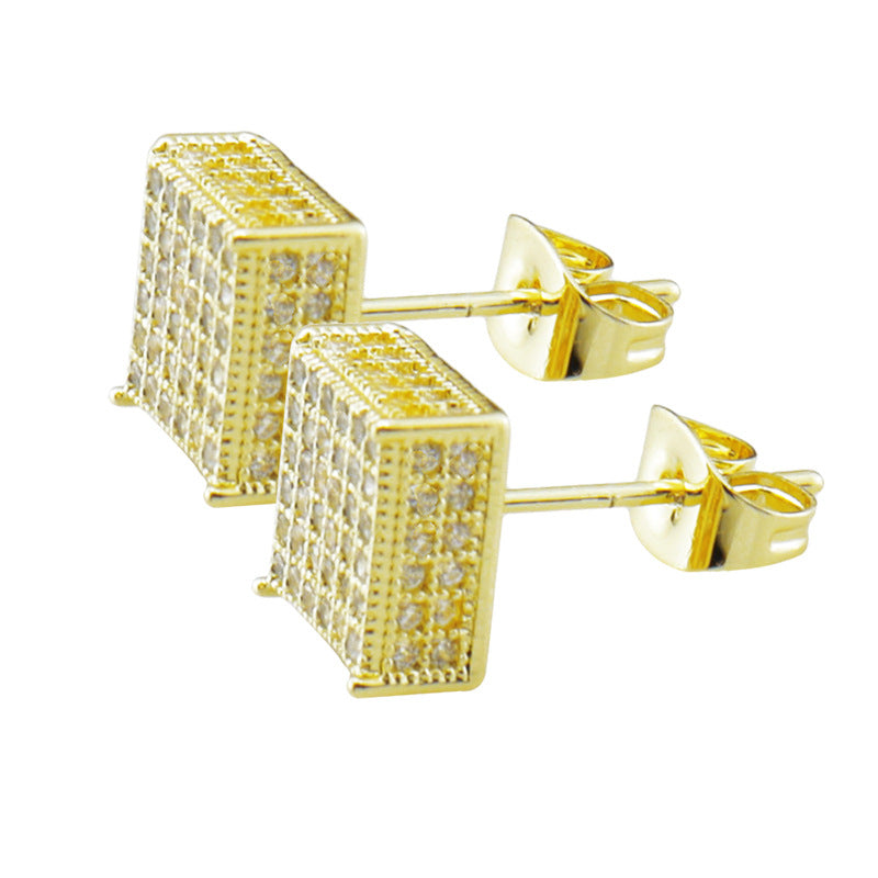 Copper Inlaid Square Stud Earrings