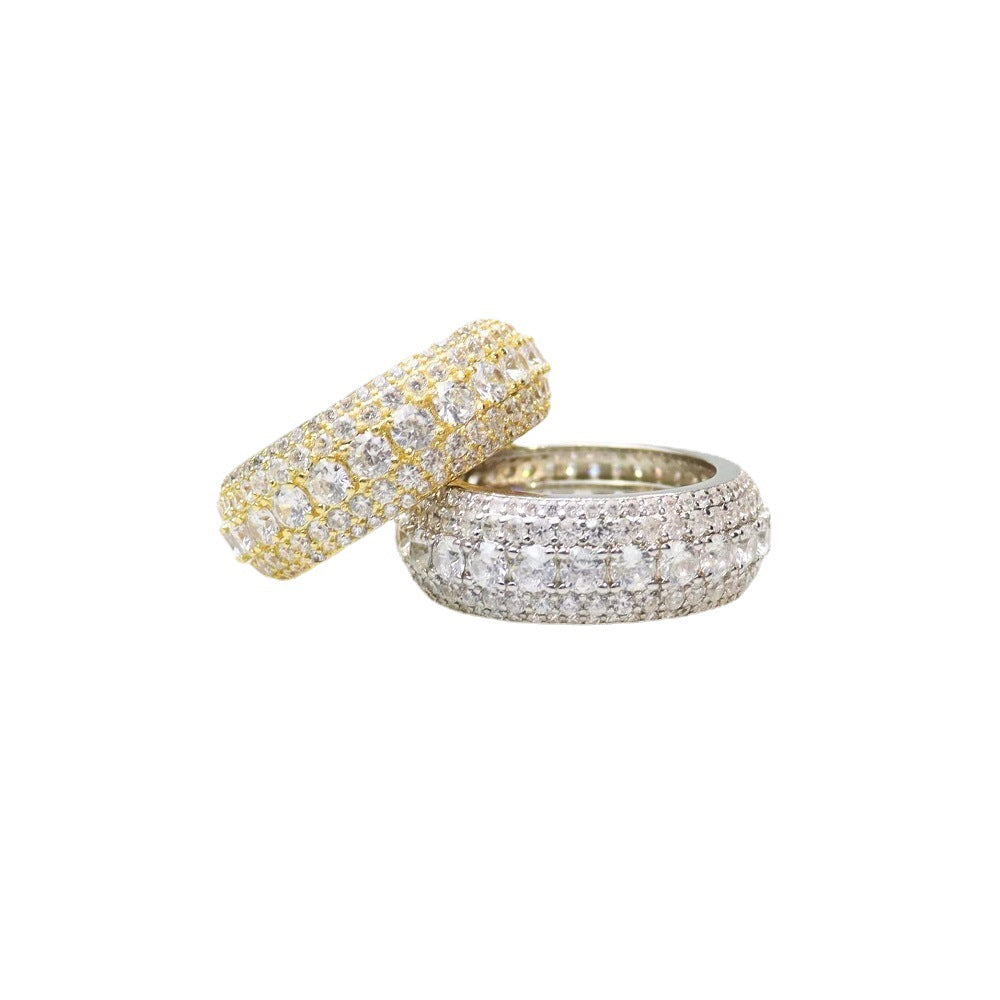 Super Flash Zircon Five-row Designed Ring