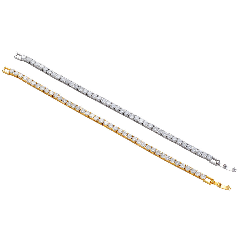 Tennis Bracelet Gold 5mm single row hip -hop